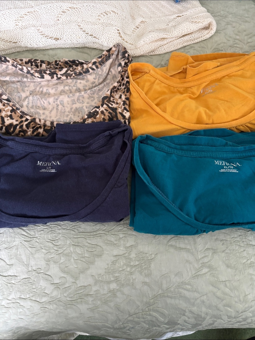 Merona Tees Bundle in Mustard, Teal, Navy & Leopard